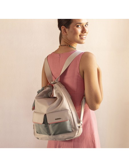 Bolso Mochila Paseo Mujer Gabol Nayade Beige Mochilas Muj...