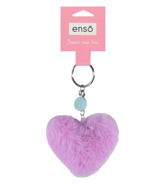 9740224 LLAVERO POMPÓN CORAZON ROSA/LILA
