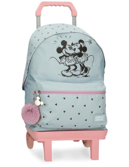 37923T1 MOCHILA ADAP. 44CM. C/CARRO MICKEY Y MINNIE KISSES