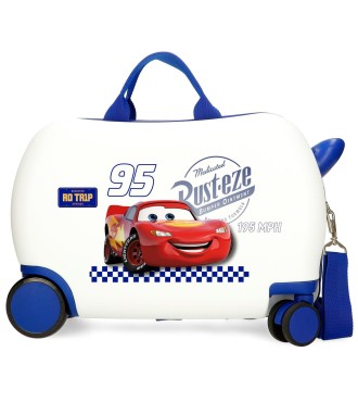 2021042 MALETA INF.ABS 4R.(2 MULTI.) 45CM. CARS TRIP BLANC