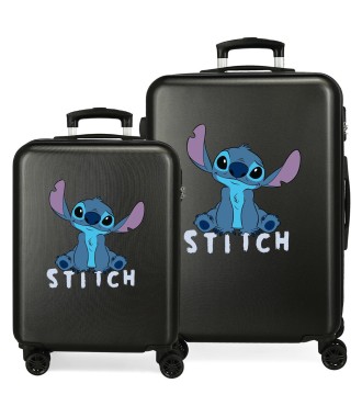 4531441 SET/2 TROLLEY ABS 55-65CM.4R. STITCH CUTE NEGRO