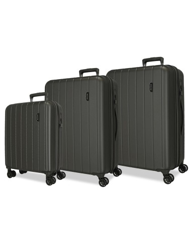 5318462 SET 3/TROLLEY ABS 55-65-75CM. C/EXP 4R.WOOD ANTRACIT