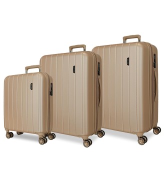 5318465 SET 3/TROLLEY ABS 55-65-75CM. C/EXP 4R.WOOD CHAMPAGN