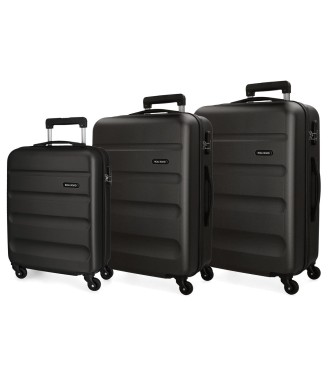 5849460 SET/3 TROLLEY ABS 55-65-75CM.4R. ROLL ROAD FLEX NEGR