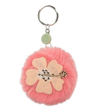 96102A5 LLAVERO POMPÓN ROSA FLOR 2