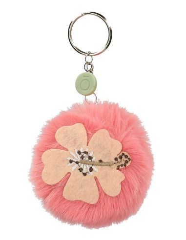 96102A5 LLAVERO POMPÓN ROSA FLOR