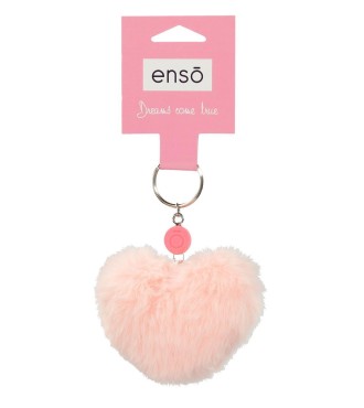 96102A6 LLAVERO POMPÓN CORAZON ROSA