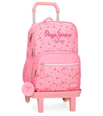 67122T3 MOCHILA ADAP. 40CM. 2C. C/CARRO PJL ALENKA ROSA