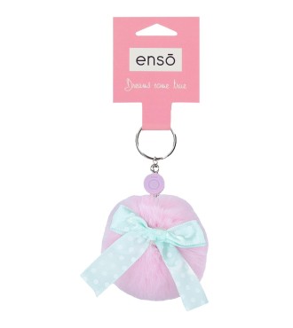 97402A2 LLAVERO POMPÓN LAZO ROSA