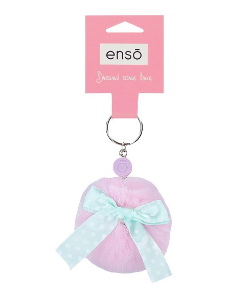 97402A2 LLAVERO POMPÓN LAZO ROSA