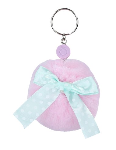97402A2 LLAVERO POMPÓN LAZO ROSA