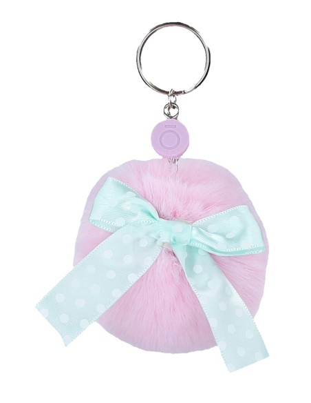 97402A2 LLAVERO POMPÓN LAZO ROSA