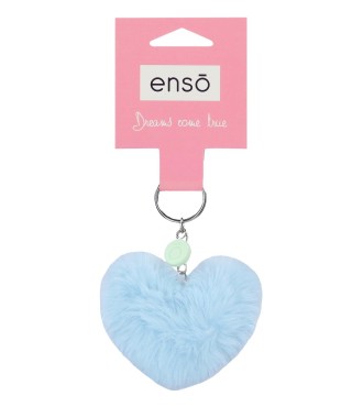 97402A3 LLAVERO POMPÓN CORAZON AZUL