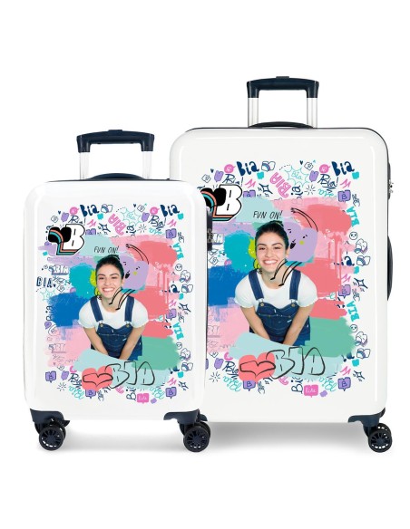 4061922 SET/2 TROLLEY  ABS 55-68CM.4R.BIA JEANS BLANCO