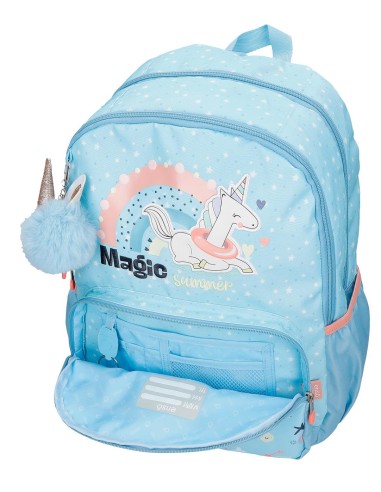 96327D2 MOCHILA ADAP. 44CM.ENSO MAGIC SUMMER AZUL CLARO