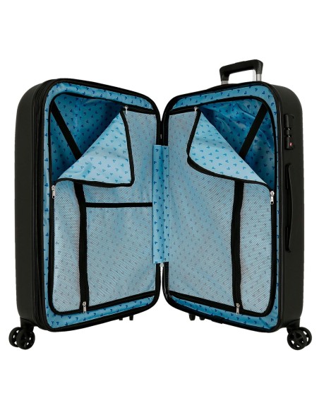 5418821 TROLLEY ABS 70CM. C/EXT. 4R. MICKEY GOOD TRIP NEGRO