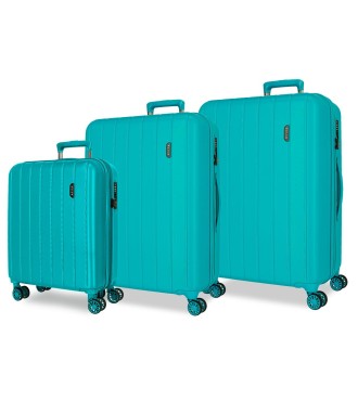 531846C SET/3 TROLLEY ABS 55-68-78CM. C/EXP 4R.WOOD TURQUESA