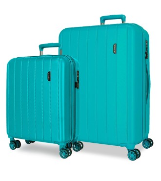 531896C SET/2 TROLLEY ABS 55-65CM.4R.C/EXP.WOOD TURQUESA VER
