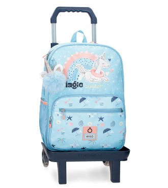 96324T2 MOCHILA ADAP. C/CARRO 38CM.ENSO MAGIC SUMMER AZUL CL