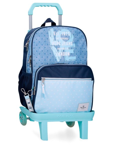 68222T2 MOCHILA ADAP. 40CM. 2C. C/CARRO PJL NONI DENIM AZU 68222T2 MOCHILA ADAP. 40CM. 2C. C/CARRO PJL NONI DENIM AZU