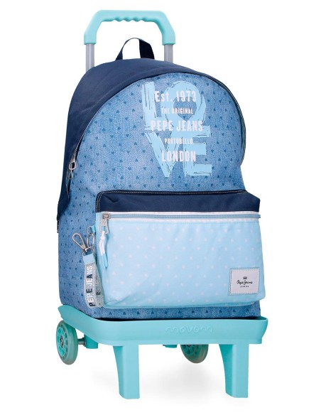 68223T2 MOCHILA ADAP.42CM.C/CARRO PJL NONI DENIM AZUL CLAR