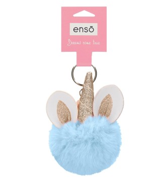 9740229 LLAVERO POMPÓN UNICORNIO AZUL