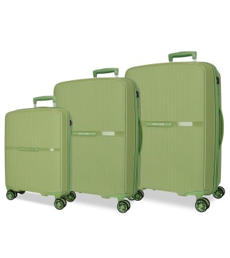 5519424 SET/3 TROLLEY PP. 56-66-76CM. 4R. MOVOM MOON VERDE