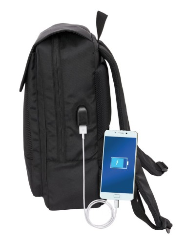 MOCHILA CON SOLAPA PORTATIL 13,3''+USB REAL MADRID PREMIUM | Compra...
