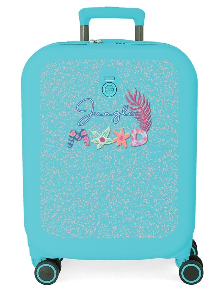 9819121 TROLLEY ABS 55CM. 4R. ENSO JUNGLE MOOD AZUL TURQUESA