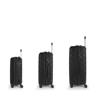 Set 3 Maletas C22-M-L Gabol Origami Negro 2