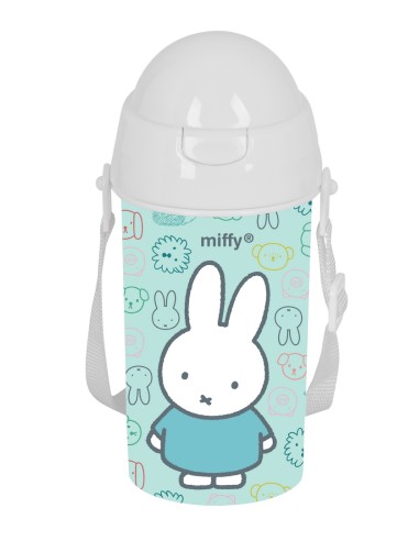 BOTELLA 500ml APERTURA AUTOM. CON PAJITA MIFFY "FRIENDS"