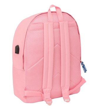 MOCHILA DOBLE PARA PORTATIL 15,6"+USB EL PULPO "ROSA" 2