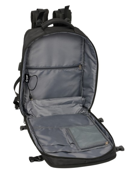 MOCHILA VIAJE CABINA PORTATIL 15,6'' REAL MADRID NEGRA
