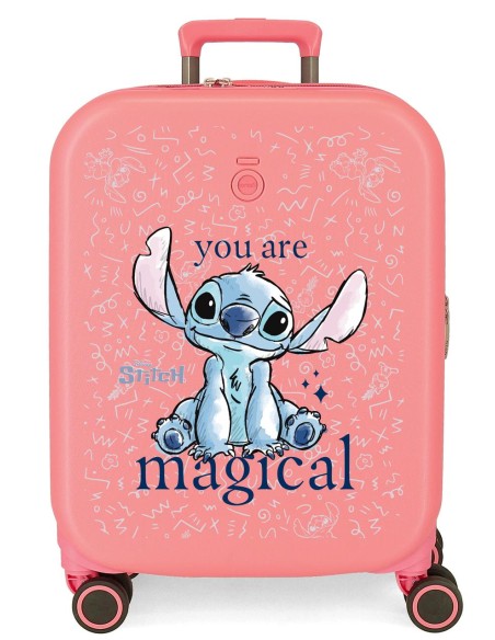 3859126 TROLLEY ABS 55CM.4R.STITCH YOU ARE MAGICAL CORAL