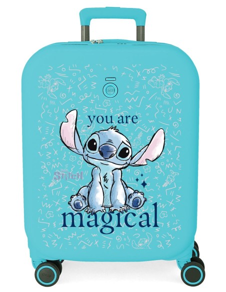 3859124 TROLLEY ABS 55CM.4R.STITCH YOU ARE MAGICAL AZUL TURQ