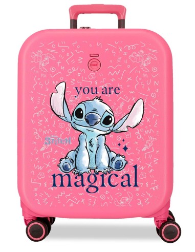 3859125 TROLLEY ABS 55CM.4R.STITCH YOU ARE MAGICAL FUCSIA