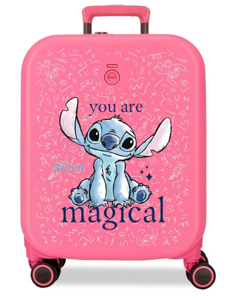 3859125 TROLLEY ABS 55CM.4R.STITCH YOU ARE MAGICAL FUCSIA