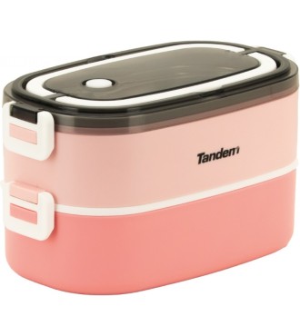 Fiambrera Doble Acero Inoxidable 304 Tandem 1400 Ml Rosa
