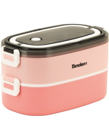 Fiambrera Doble Acero Inoxidable 304 Tandem 1400 Ml Rosa