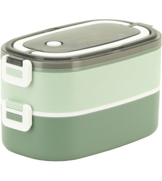 Fiambrera Doble Acero Inoxidable 304 Tandem 1400 Ml Verde