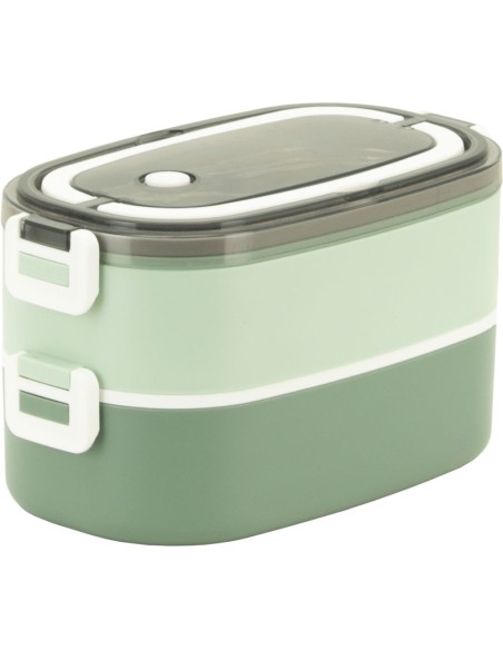 Fiambrera Doble Acero Inoxidable 304 Tandem 1400 Ml Verde Fiambrera Doble Acero Inoxidable 304 Tandem 1400 Ml Verde