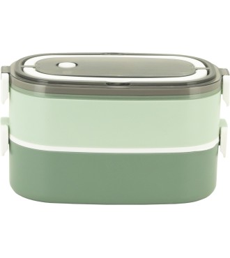 Fiambrera Doble Acero Inoxidable 304 Tandem 1400 Ml Verde 2