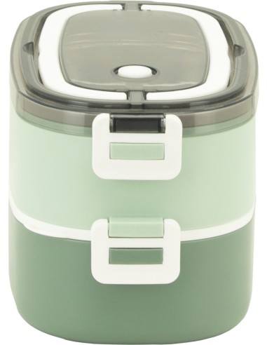 Fiambrera Doble Acero Inoxidable 304 Tandem 1400 Ml Verde