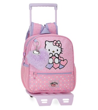 20321T1 MOCHILA ADAP. 25CM. C/CARRO. HELLO KITTY HEARTS & DO