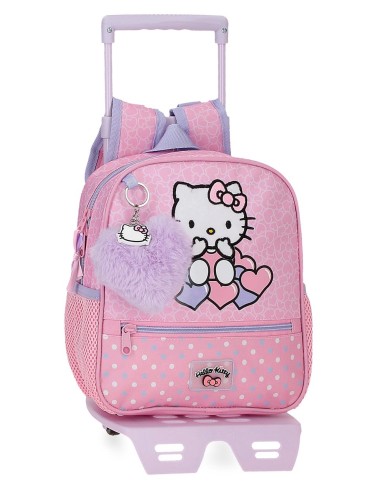20321T1 MOCHILA ADAP. 25CM. C/CARRO. HELLO KITTY HEARTS & DO