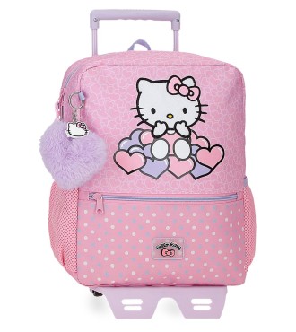 20323T1 MOCHILA ADAP. 32CM. C/CARRO. HELLO KITTY HEARTS & DO