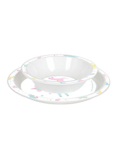 SET DE PLATOS, CUBIERTOS Y VASO SAFTA PREESCOLAR "UNICORN...