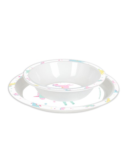 SET DE PLATOS, CUBIERTOS Y VASO SAFTA PREESCOLAR "UNICORN...