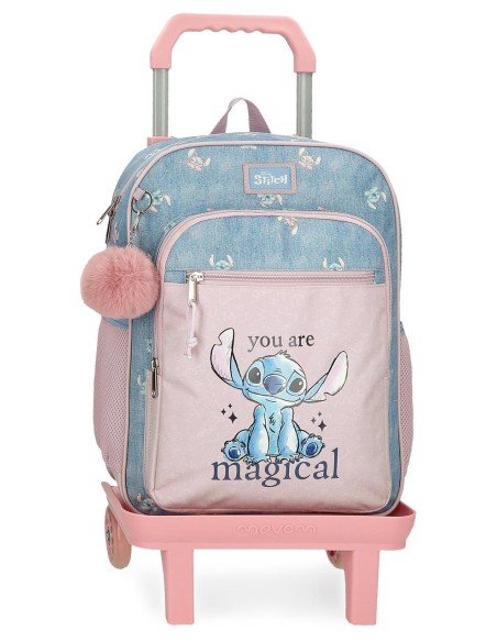 38523T1 MOCHILA ADAP. 32CM. C/CARRO. STITCH YOU ARE MAGICAL