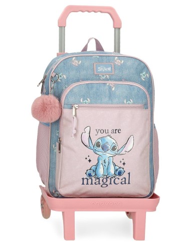 38523T1 MOCHILA ADAP. 32CM. C/CARRO. STITCH YOU ARE MAGICAL